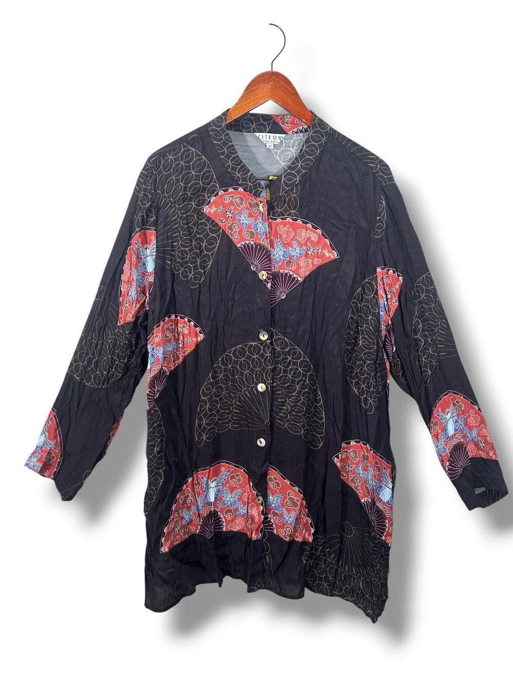NWT Citron Santa Monica Asian Print Button Down Size 1X